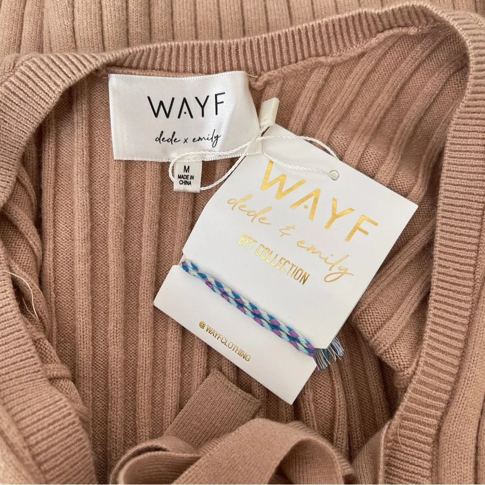 WAYF BFF Dede x Emily Hollie Long Sleeve Sweater Dress Camel - Picture 7 of 9